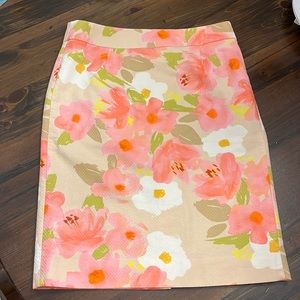 J. Crew Watercolor Floral Pencil Skirt